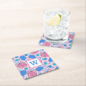 Pickleball Paddles and Balls Pink Preppy Initiaal Kartonnen Onderzetters (Insitu)