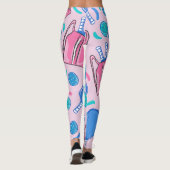 Pickleball Paddles and Balls Pink Preppy Leggings (Achterkant)