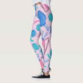 Pickleball Paddles and Balls Pink Preppy Leggings (Links)
