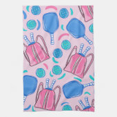 Pickleball Paddles and Balls Pink Preppy Theedoek (Verticaal)