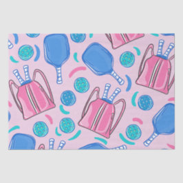 Pickleball Paddles and Balls Pink Preppy Tissuepapier