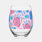 Pickleball Paddles and Balls Pink Preppy Wijnglas Zonder Voet (Links)