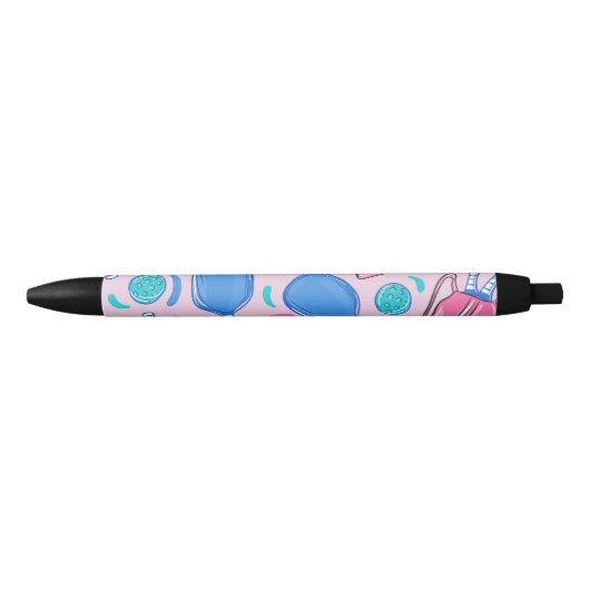 Pickleball Paddles and Balls Pink Preppy Zwarte Inkt Pen (Voorkant)