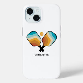 Pickleball Paddles & Ball Aangepaste naam iPhone 15 Case