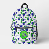 Pickleball Paddles Balls Blauw Groen Gepersonalise Bedrukte Rugzak (Voorkant)