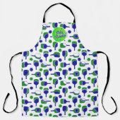 Pickleball Paddles Balls Blauw Groen Gepersonalise Schort (Voorkant)