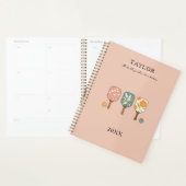 Pickleball Paddles Balls Retro Blush Aangepaste Gr Planner (Display)