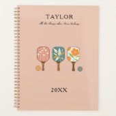 Pickleball Paddles Balls Retro Blush Aangepaste Gr Planner (Voorkant)