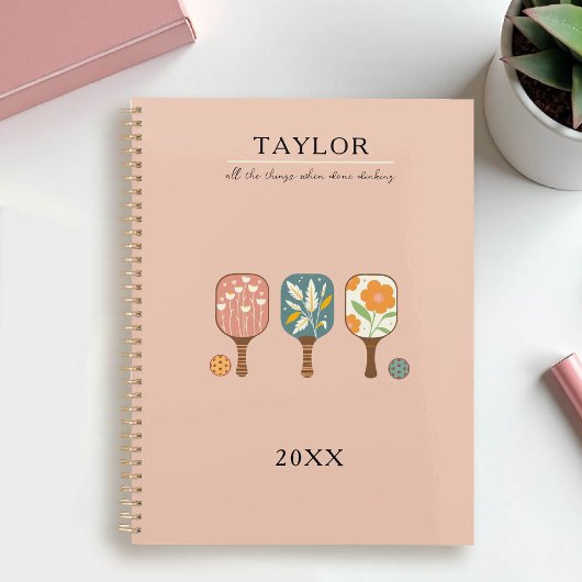 Pickleball Paddles Balls Retro Blush Aangepaste Gr Planner