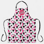 Pickleball Paddles Balls Roze Zwart Gepersonalisee Schort (Voorkant)