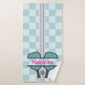 Pickleball Paddles Blue Checkers Gepersonaliseerd  Badhanddoek (Badhanddoek)