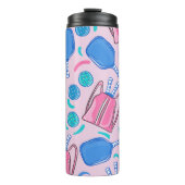 Pickleball Paddles en Ballen Roze Thermosbeker (Voorkant)