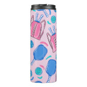 Pickleball Paddles en Ballen Roze Thermosbeker (Achterkant)