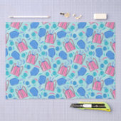 Pickleball Paddles en Balls Blauw Klein Tissuepapier (Craft)