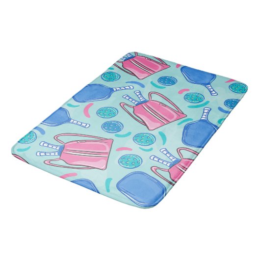 Pickleball Paddles en Balls Blue Badmat (Gekanteld)