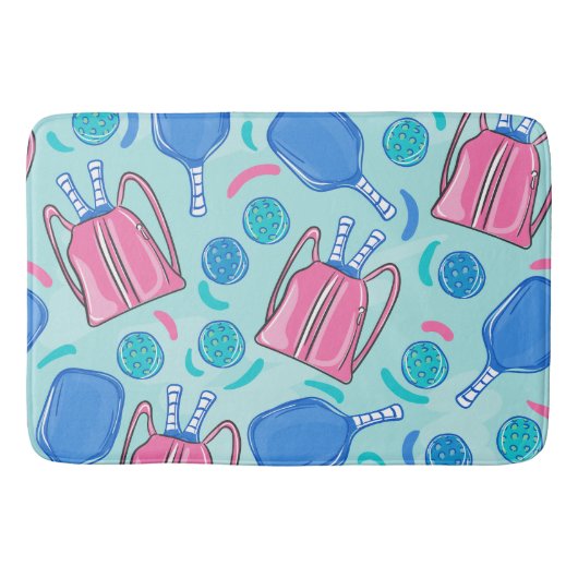 Pickleball Paddles en Balls Blue Badmat (Voorkant)