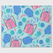 Pickleball Paddles en Balls Blue Cadeaupapier (Vlak)