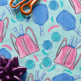 Pickleball Paddles en Balls Blue Cadeaupapier