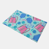 Pickleball Paddles en Balls Blue Deurmat (Schuin)