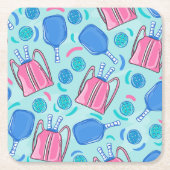 Pickleball Paddles en Balls Blue Kartonnen Onderzetters (Voorkant)