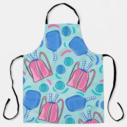 Pickleball Paddles en Balls Blue Kitchen Schort (Voorkant)
