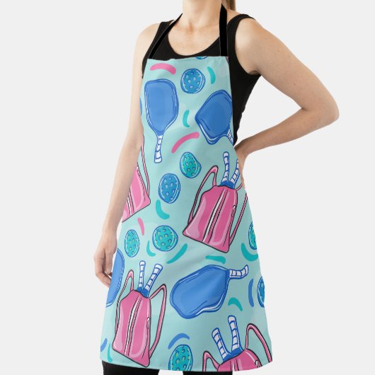 Pickleball Paddles en Balls Blue Kitchen Schort (Insitu)