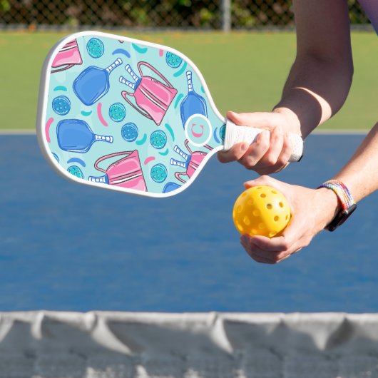 Pickleball Paddles en Balls Blue Monogram Paddle (Insitu)