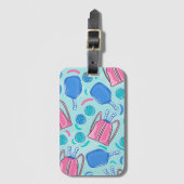 Pickleball Paddles en Balls Blue Preppy Bagagelabel (Voorkant (verticaal))
