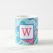 Pickleball Paddles en Balls Blue Preppy Initiaal Koffiemok (Center)