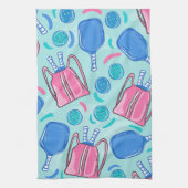 Pickleball Paddles en Balls Blue Preppy Theedoek (Verticaal)