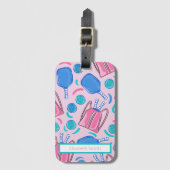 Pickleball Paddles en Balls Pink Preppy Custom Bagagelabel (Voorkant (verticaal))
