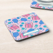 Pickleball Paddles en Balls Pink Preppy Custom Bier Onderzetter (Linkerzijde)