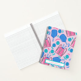 Pickleball Paddles en Balls Pink Preppy Custom Notitieboek