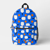 Pickleball Paddles en Oranje Pickleballs op blauw Bedrukte Rugzak (Voorkant)