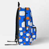 Pickleball Paddles en Oranje Pickleballs op blauw Bedrukte Rugzak (Links)