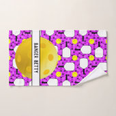 Pickleball Paddles Gepersonaliseerd Paarse en Geel Handdoek (Handdoek)