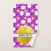 Pickleball Paddles Gepersonaliseerd Paarse en Geel Handdoek (Handdoek)