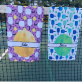 Pickleball Paddles Gepersonaliseerd Paarse en Geel Handdoek