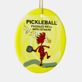 Pickleball Paddles goed met anderen Keramisch Ornament (Rechts)