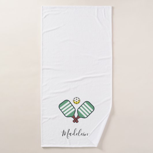 Pickleball Paddles Green Stripes gepersonaliseerd  Badhanddoek (Badhanddoek)