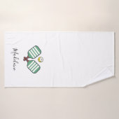 Pickleball Paddles Green Stripes gepersonaliseerd  Badhanddoek (Badhanddoek)