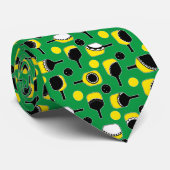 Pickleball Paddles met Fun Cutouts Groen Geel Stropdas (Opgerold)