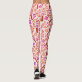 Pickleball Paddles met Retro Flowers Patroon Leggings (Achterkant)