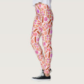 Pickleball Paddles met Retro Flowers Patroon Leggings (Links)