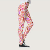 Pickleball Paddles met Retro Flowers Patroon Leggings (Rechts)