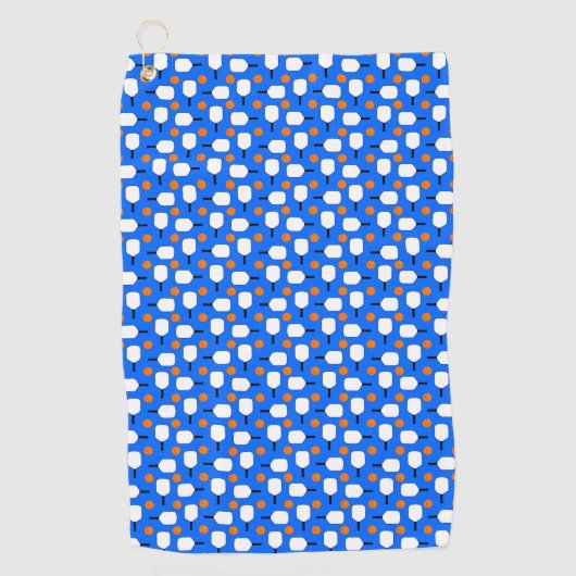 Pickleball Paddles, Oranje Pickleball Balls, blauw Golfhanddoek (Voorkant)