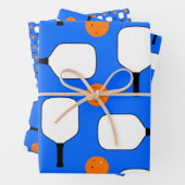 Pickleball Paddles, Oranje Pickleball Balls, blauw Inpakpapier Vel (In situ)