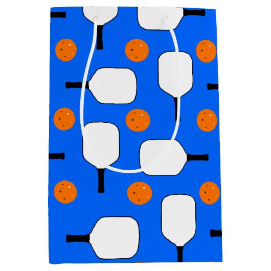 Pickleball Paddles, Oranje Pickleball Balls, blauw Medium Cadeauzakje (Voorkant)