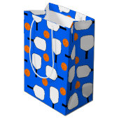 Pickleball Paddles, Oranje Pickleball Balls, blauw Medium Cadeauzakje (Achterkant Gekanteld)