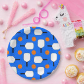Pickleball Paddles, Oranje Pickleball Balls, blauw Papieren Bordje (Feest)